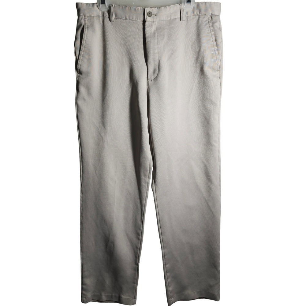 IZOD Performance Khaki Chino Pants Mens 36x34 Flat Front Classic Fit Casual